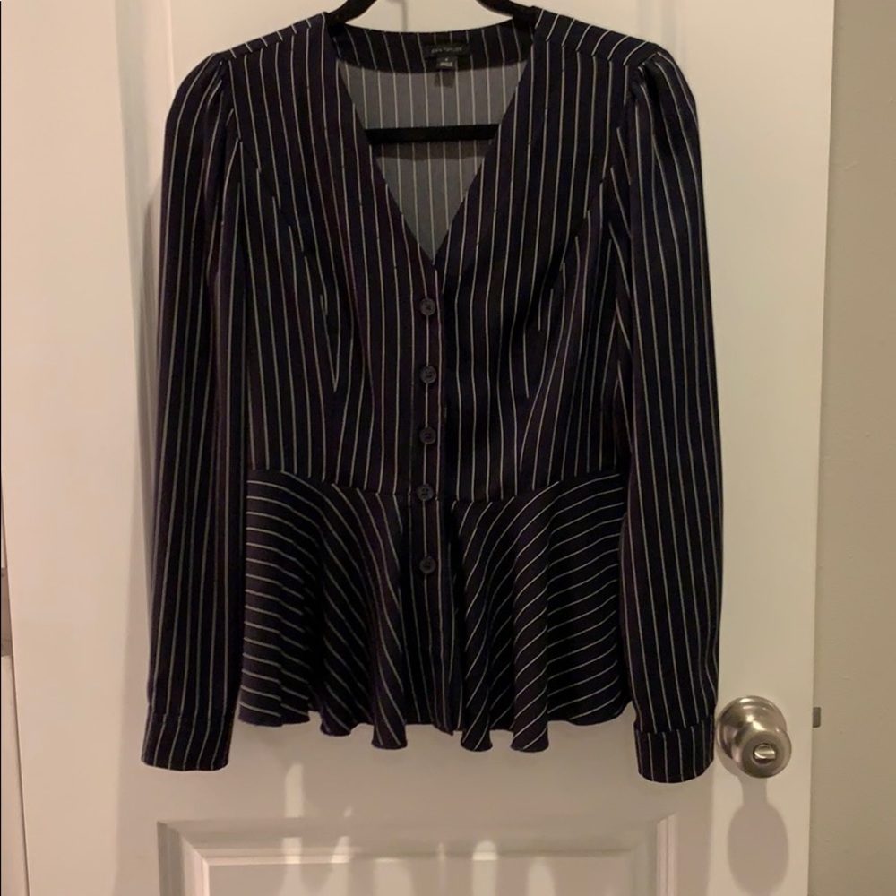 Pinstriped peplum blouse